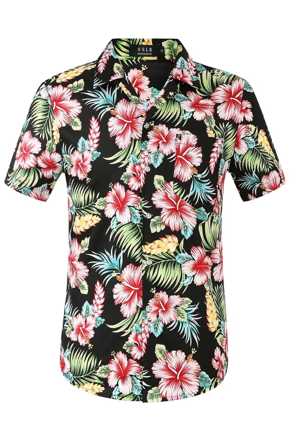 Mens Hawaiian Shirts Casual Button Down Shirts 100% Cotton Short Sleeve Tropical Shirts