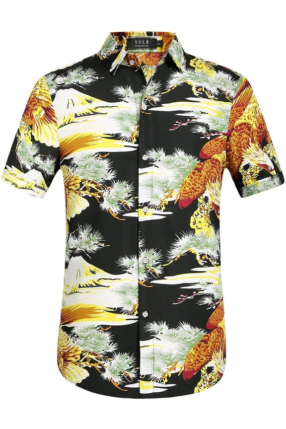 Mens Hawaiian Shirts Causal Short Sleeve Button Down Shirts