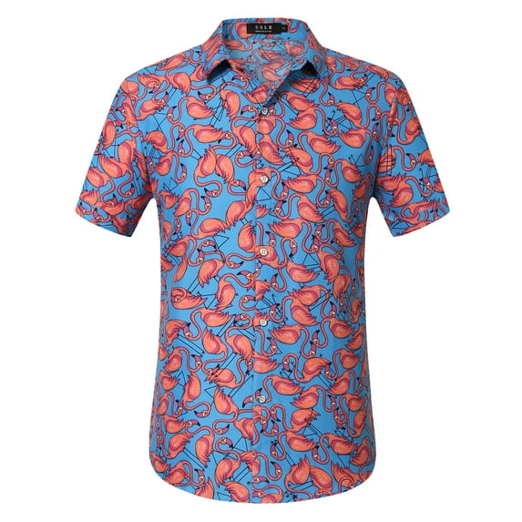 SSLR Mens Hawaiian Shirts Causal Short Sleeve Button Down Shirts