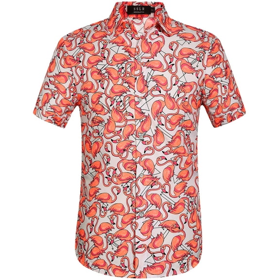 SSLR Mens Hawaiian Shirts Causal Short Sleeve Button Down Shirts