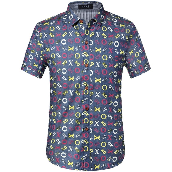 SSLR Mens Hawaiian Shirts Short Sleeve Casual Button Down Shirts
