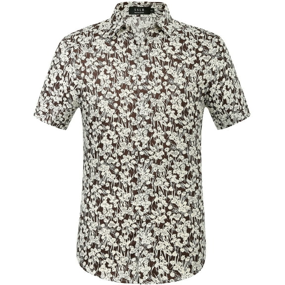 SSLR Mens Hawaiian Shirts Short Sleeve Casual Button Down Shirts