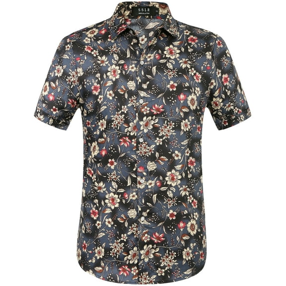 SSLR Mens Hawaiian Shirts Short Sleeve Casual Button Down Shirts