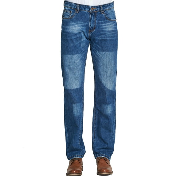 SSLR Mens Ripped Jeans Regular Fit Distressed Stretch Denim Jeans