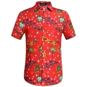 SSLR Mens Santa Claus Party Tropical Ugly Hawaiian Christmas Shirts
