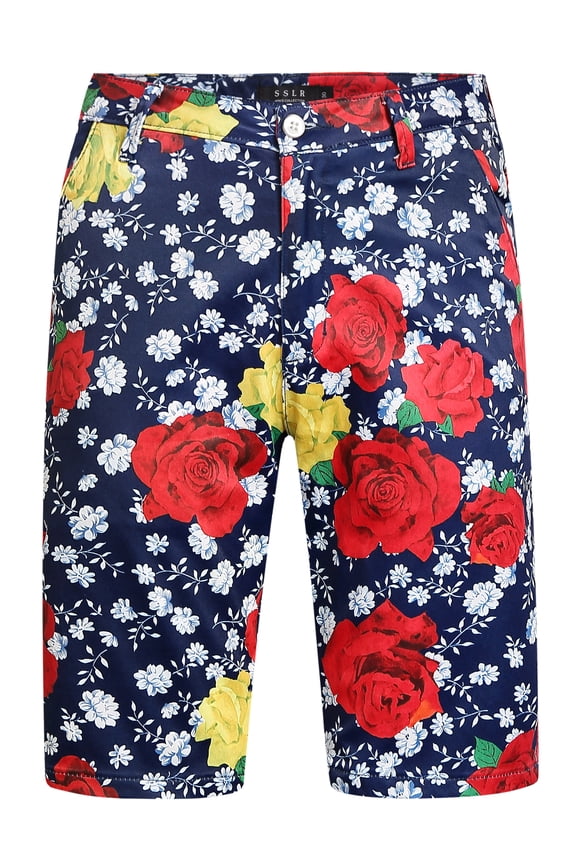 Mens Shorts Causal Flat Front Hawaiian Summer Shorts