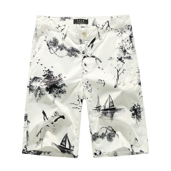 SSLR Mens Shorts Causal Flat Front Hawaiian Summer Shorts