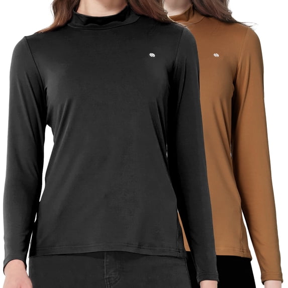 SSLR Mock Turtleneck for Women Mock Neck Top Long Sleeve T Shirt Casual Basic Active Layer