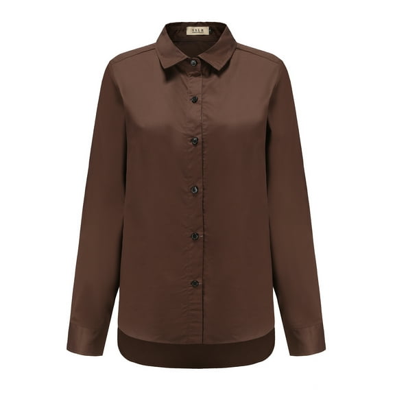 SSLR Oversized Button Down Shirts for Women Long Sleeve Dress Shirts High Low Causal