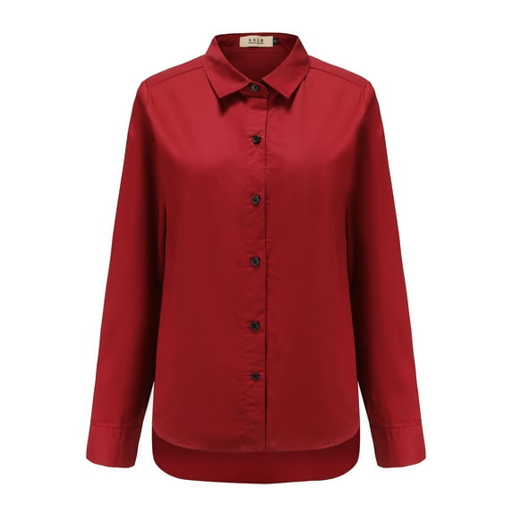 SSLR Oversized Button Down Shirts for Women Long Sleeve Dress Shirts High Low Causal