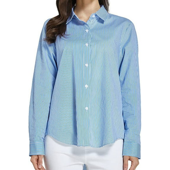 SSLR Oversized Button Down Shirts for Women Long Sleeve Dress Shirts High Low Causal