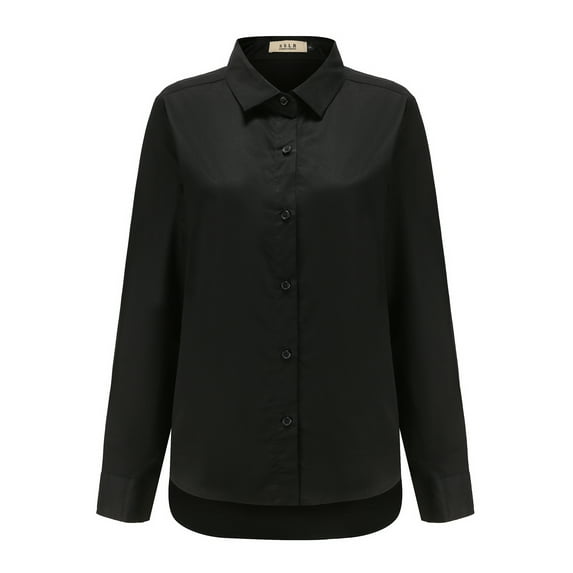 SSLR Oversized Button Down Shirts for Women Long Sleeve Dress Shirts High Low Causal