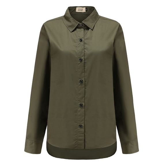 SSLR Oversized Button Down Shirts for Women Long Sleeve Dress Shirts High Low Causal
