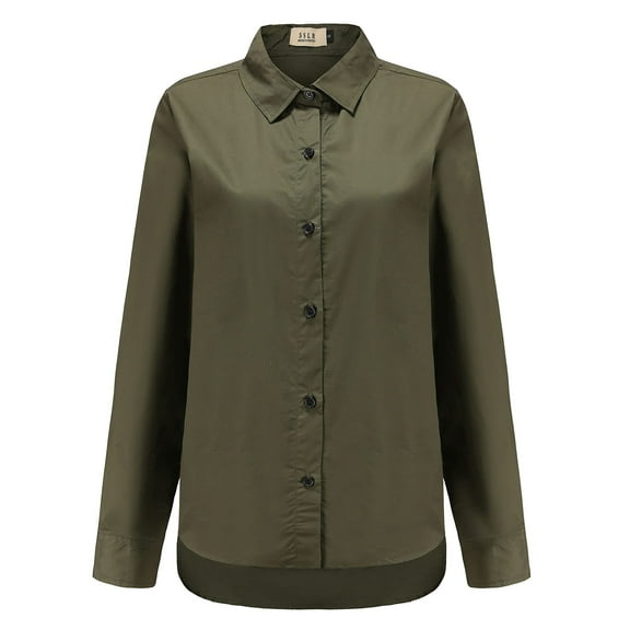 SSLR Oversized Button Down Shirts for Women Long Sleeve Dress Shirts High Low Causal