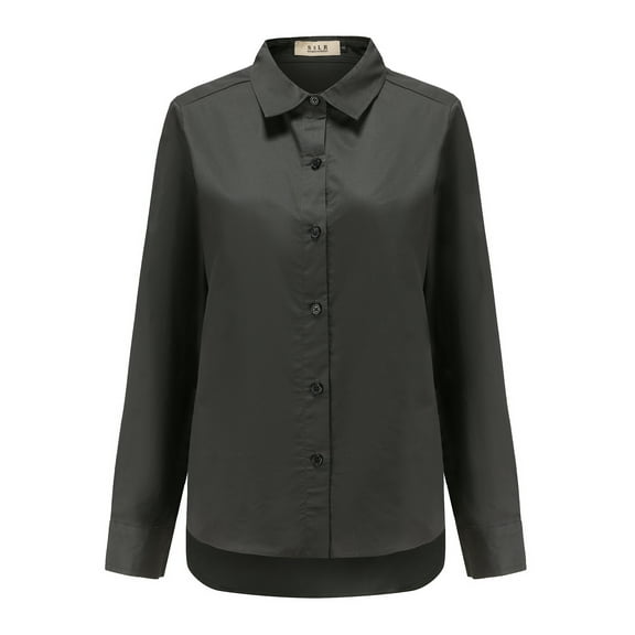 SSLR Oversized Button Down Shirts for Women Long Sleeve Dress Shirts High Low Causal