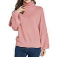 thumbnail image 1 of SSLR Oversized Sweaters for Women Turtleneck Sweater Drop Shoulder Knit Long Lantern Sleeve Pullover Sweater, 1 of 8