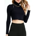 thumbnail image 1 of SSLR Turtleneck Crop Tops for Women Long Sleeve Shirts Mock Neck Base Layer Tops, 1 of 8