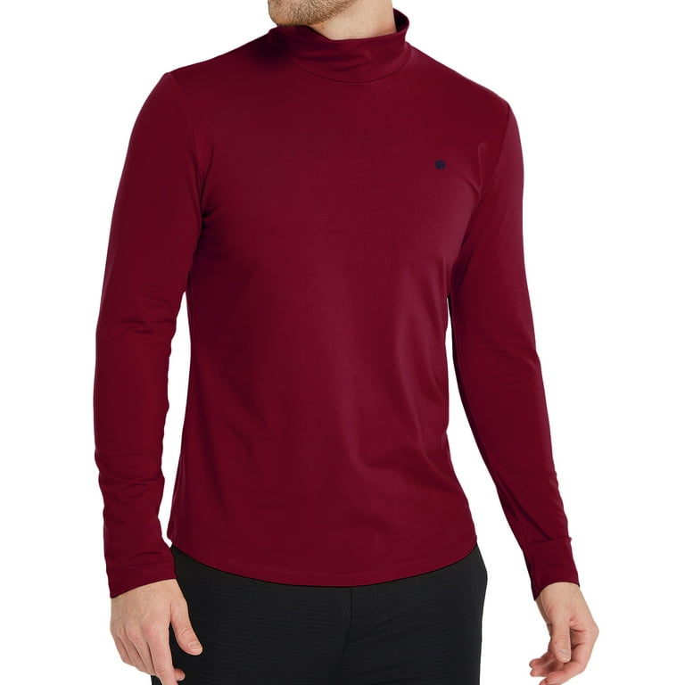 Sslr Turtleneck Thermal Shirts for Men Long Sleeve Shirts Fleece Lined Tops Mock Neck Base Layer Men s Size Small Red