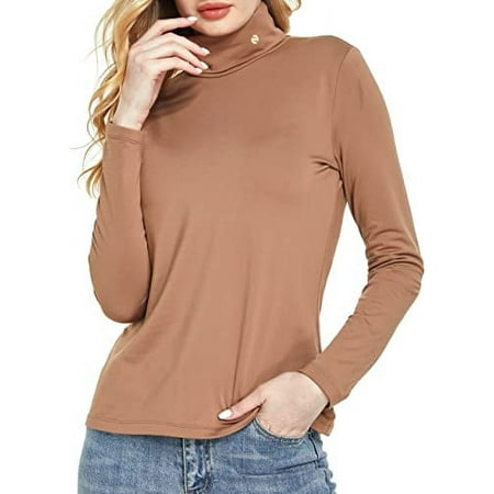 SSLR Turtleneck Thermal Shirts for Women Long Sleeve Tops Fleece Lined Shirt Mock Neck Base Layer