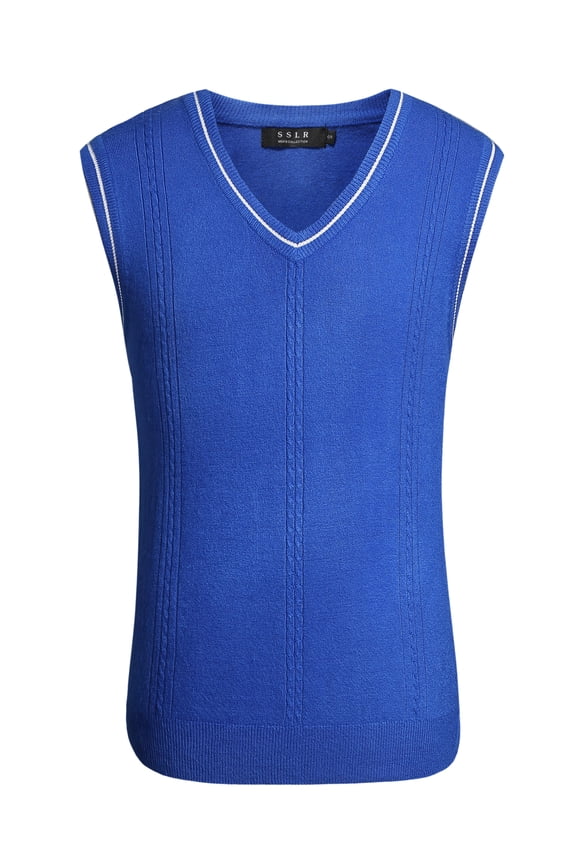 V-Neck Sweater Vest for Men, Cable Knitted Pullover Sweaters Vest Tops