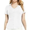 thumbnail image 1 of SSLR V Neck T Shirts for Women Short Sleeve Summer Tops Ribbed Trendy Shirts, 1 of 8