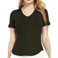 thumbnail image 1 of SSLR V Neck T Shirts for Women Short Sleeve tshirts Summer Tops Ribbed Tee Shirts, 1 of 8