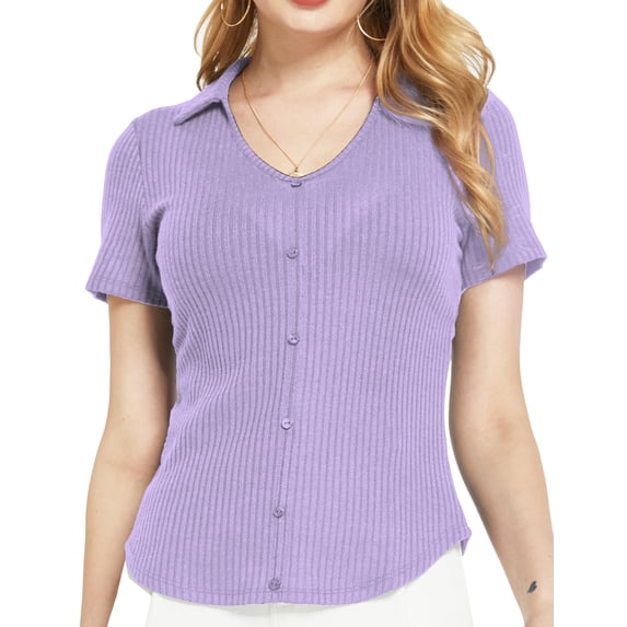 SSLR V Neck T Shirts for Women Short Sleeve tshirts Summer Tops Ribbed Tee Shirts