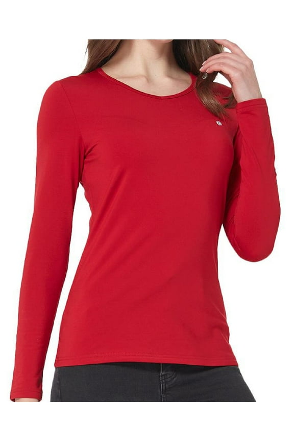 Women's Thermal Tops, Thermal Underwear for Women Long Sleeve Tee Shirts Basic Layering V Neck Fleece