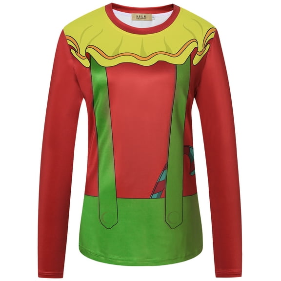 SSLR Women's Ugly Christmas Tee Crewneck Long Sleeve T-Shirt Funny Xmas Holiday Shirts