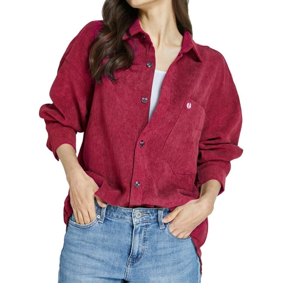 SSLR Womens Corduroy Shacket Jacket Shirt Oversized Button Down Shirts Long Sleeve Casual Tops