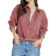 SSLR Womens Corduroy Shacket Jacket Shirt Oversized Button Down Shirts Long Sleeve Casual Tops