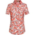 thumbnail image 1 of SSLR Womens Hawaiian Shirts Flamingo Short Sleeve Button Down Shirts Beach Aloha Tops, 1 of 7