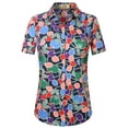 thumbnail image 1 of SSLR Womens Hawaiian Shirts Floral Blouses Short Sleeve Button Down Shirts, 1 of 8