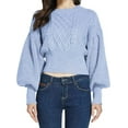 thumbnail image 1 of SSLR Womens Sweaters Oversized Crewneck Cropped Sweaters Long Lantern Sleeve Knitted Pullover Sweaters, 1 of 7