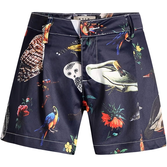 SSLR Womens Swim Shorts Pants Causal Hawaiian Shorts High Waist Flamingos Shorts