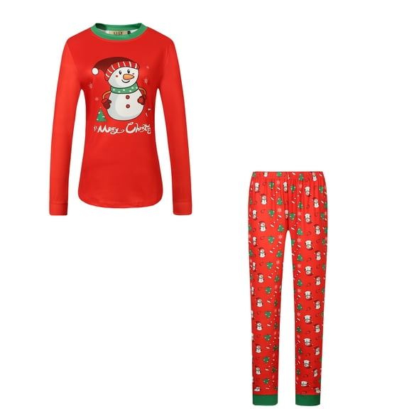 SSLR Womens Ugly Christmas Pajamas Sets Xmas Snowman Sleepwear Nightwear 2-Piece Pjs Tops+Pants