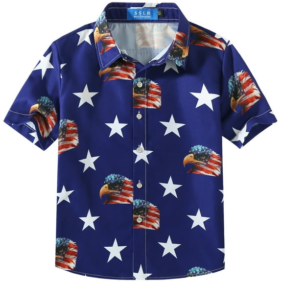 SSLR Youth Big Boys Casual Button Down Shirt Short Sleeve Hawaiian Shirts for Boys