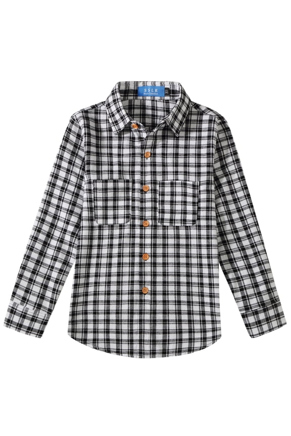Youth Big Boys Flannel Shirts Casual Long Sleeve Button Down Plaid Shirts with Pocket