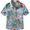 thumbnail image 1 of SSLR Youth Big Girls Flamingo Hawaiian Shirt Casual Short Sleeve Button Down Shirt, 1 of 8