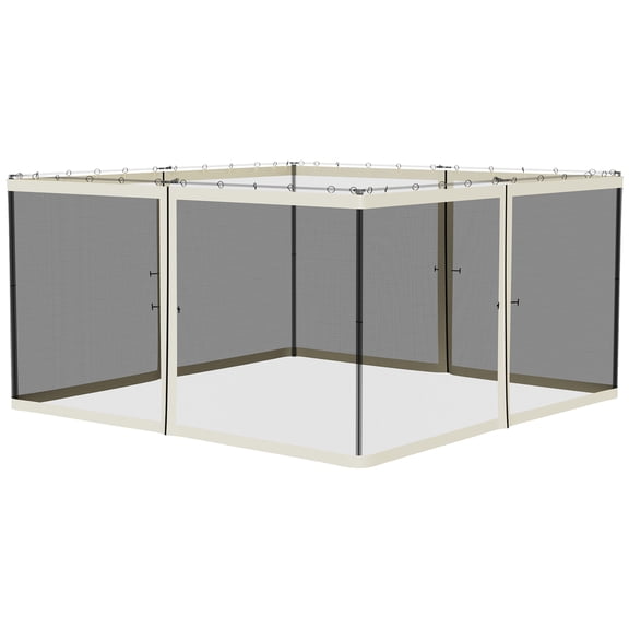 SSLZ 13x13 Gazebo Netting Mosquito Netting Screen with Zippers, Black Rings, High-Quality Polyester, Washable, Black