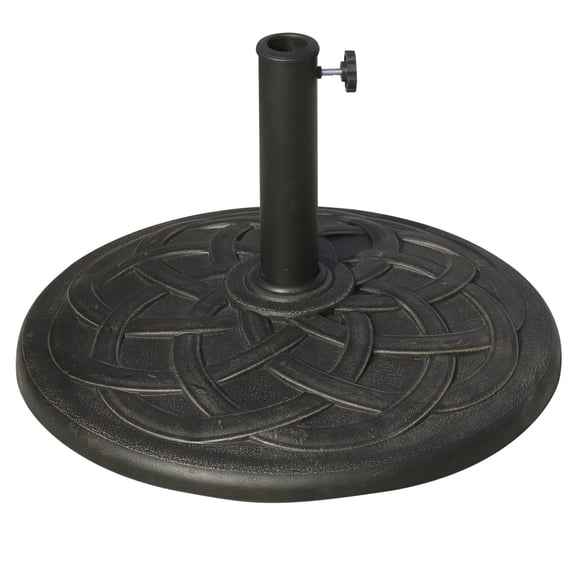 SSLZ 22" 42 lbs Round Resin Umbrella Base Stand Market Parasol Holder with Beautiful Decorative Pattern & Easy Setup, for 1.5", 1.89" Pole, for Lawn, Deck, Backyard, Garden, Bronze