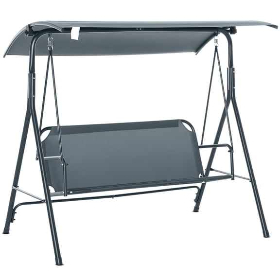 SSLZ 3-Person Porch Swing with Stand, Outdoor Swing for Patio Porch with Adjustable Tilt Canopy and Comfortable Swing Bench-Style Seat, Steel Frame, Gray