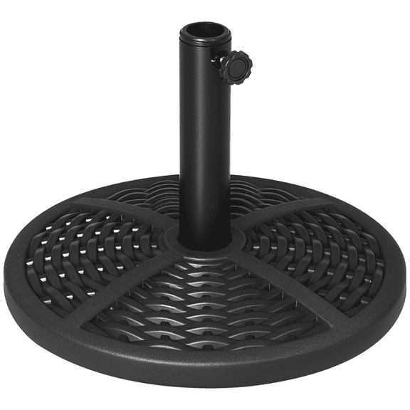 SSLZ 30 lbs. Market Umbrella Base Holder 18" Heavy Duty Round Parasol Stand with Rattan Design for Patio, Black