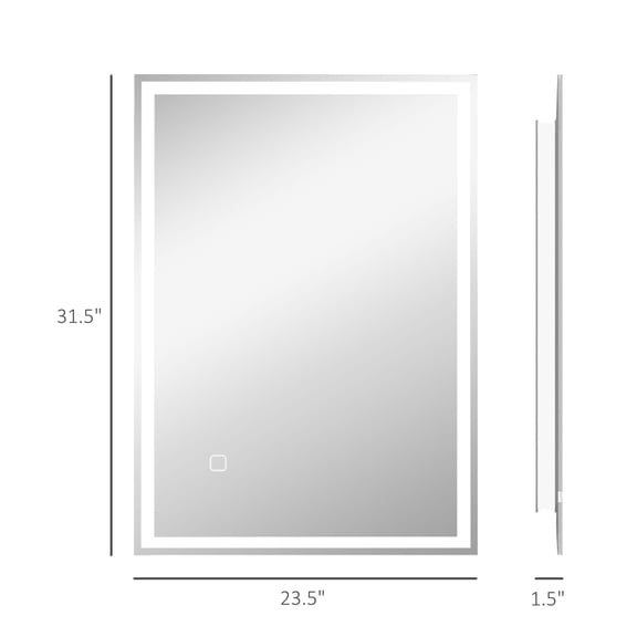SSLZ 32" x 24" Bathroom Mirror with LED Lights, Dimmable Makeup Mirror, Vanity Mirror with 3 Colors, Smart Touch
