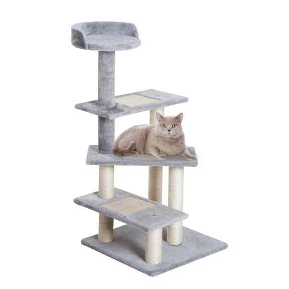 SSLZ 40" 5-Level Revolving Stair Cat Tree Scratcher Climbing Activity Tower with Play Center and Resting Perch - Gray