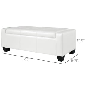 SSLZ 50.5" Ottoman White Faux Leather Rectangular Tufted Storage for Living Room, Entryway, or Bedroom,