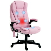 SSLZ 6 Point Vibrating Massage Office Chair with Heat, Linen High Back Massage Desk Chair with Reclining Backrest, Pink