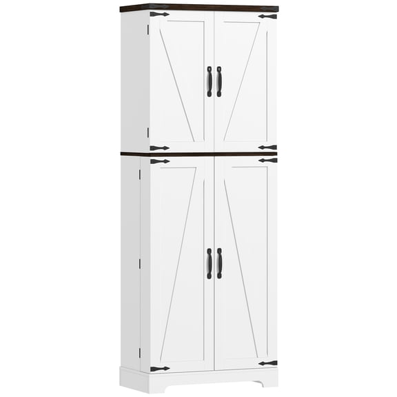 SSLZ 64" Tall Kitchen Pantry Cabinet with Motion Sensor Light, Spice Racks and Adjustable Shelves, White