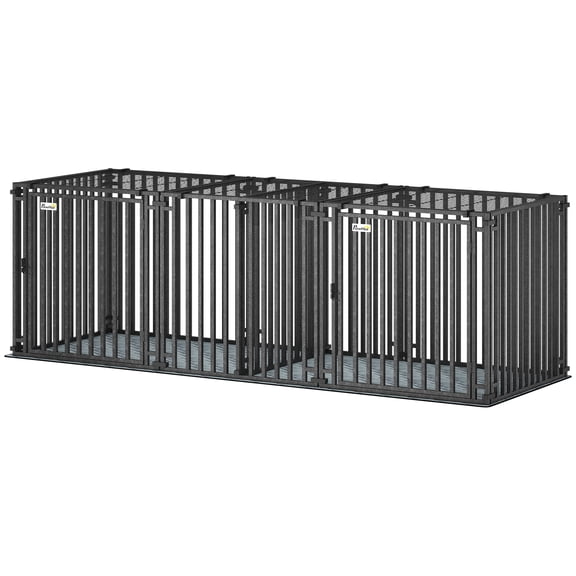 SSLZ 83"L Heavy Duty Dog Crate, Extra Large Dog Kennel with Divider and Mat for Large Breeds, Modular Puppy Playpen