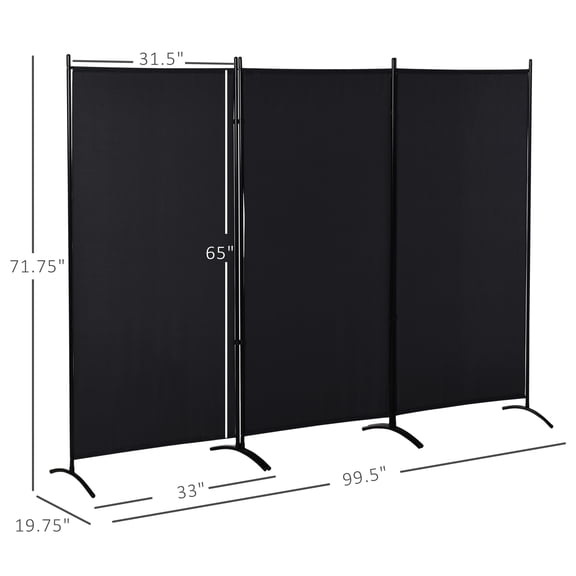 SSLZ Black 6' 3 Panel Room Divider, Indoor Privacy Screen for Home,